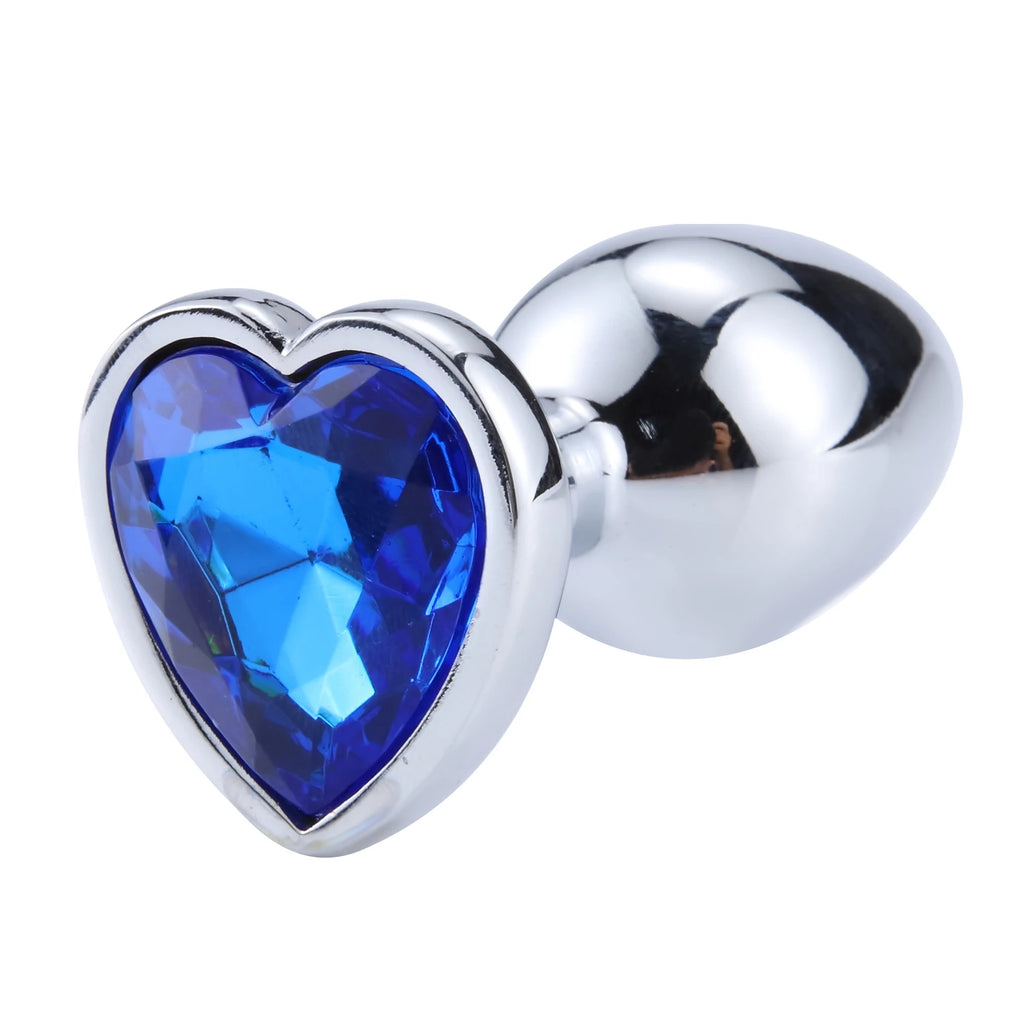 Luxury Heart Gem Metal Anal Plug Training Set Stainless Steel Butt Plug Kit for Beginners Men Women Couples Erotic Bedroom Game