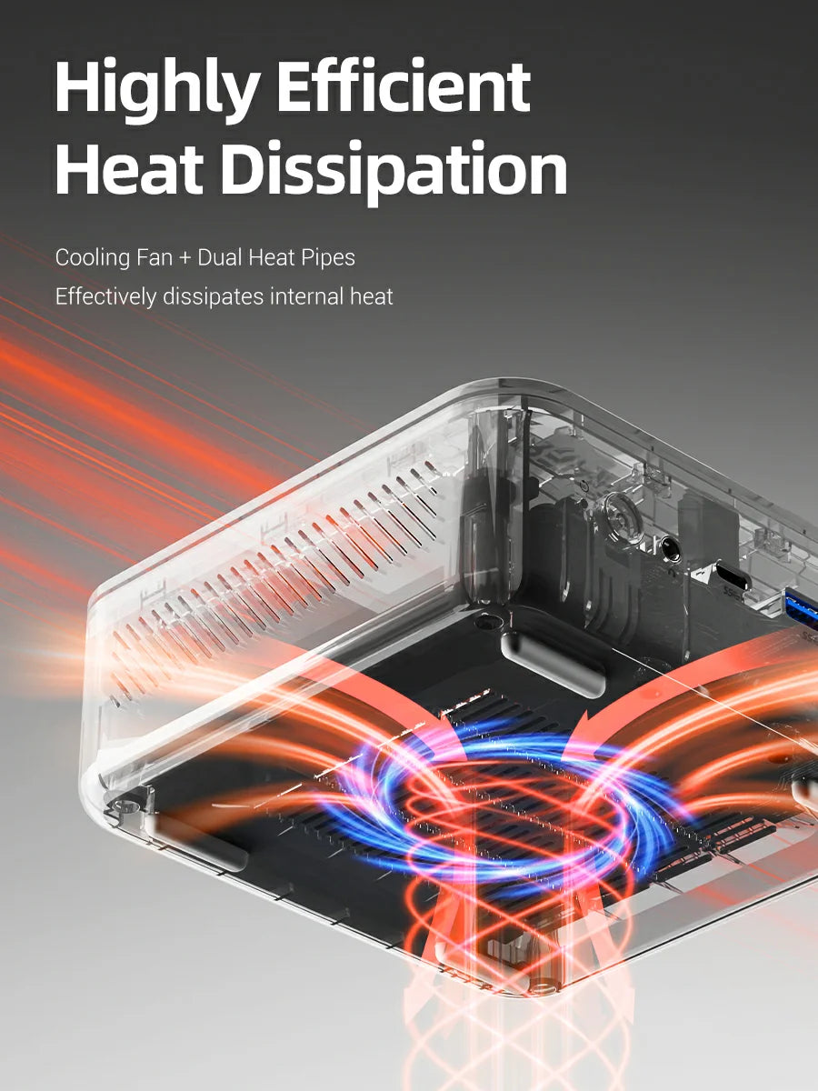 FIREBAT AM02 Mini PC AMD Ryzen 7 H255 DDR5 16GB RAM M.2 PCIe 512GB SSD WiFi6 BT5.2 1000M LAN Portable Windows11 Desktop Computer