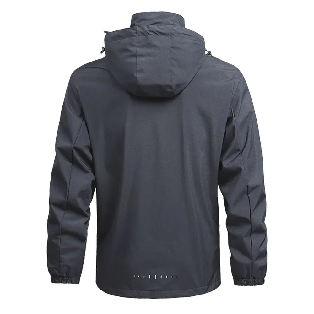 Mens Outdoor Waterproof Windproof Hooded Coat Lightweight Cycling Hiking Rain Jacket Durable Work Climbing Outerwear for Men