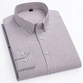 New Cotton Oxford Men's Shirts Long Sleeves Stripe Thin Soft Regular Fit Formal Dress Shirt Pocket Social Blouse Male Clothes