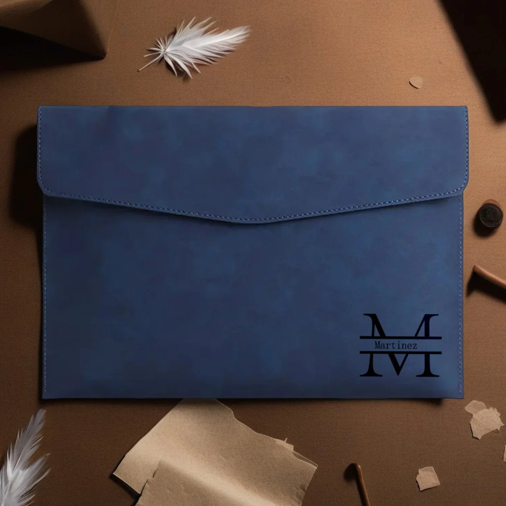 Customized Name PU Leather A4 Document Bag, 5 Colors, File Folder for Office & Travel, Stylish Organizer