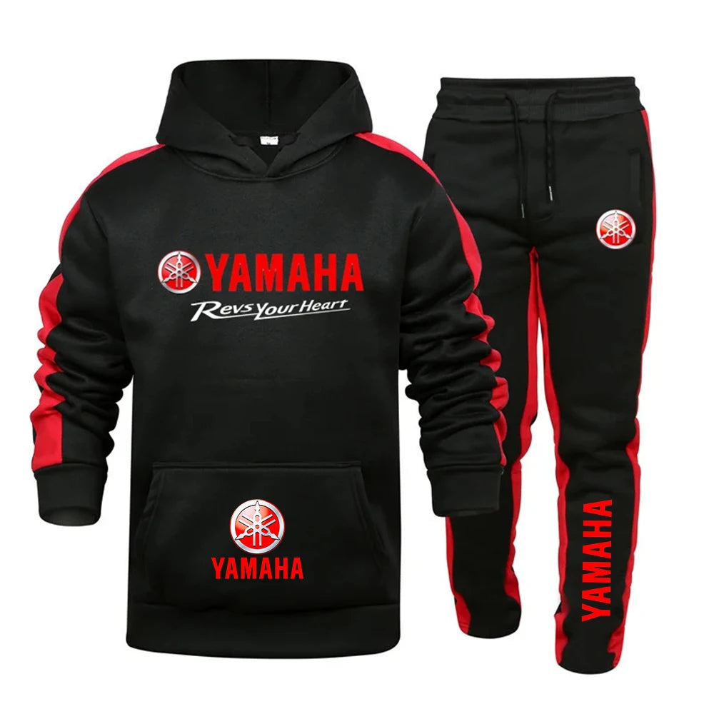 Fashionable and trendy men's Yamaha logo sports suit hooded sweatshirt sports pants autumn and winter daily casual sports joggin