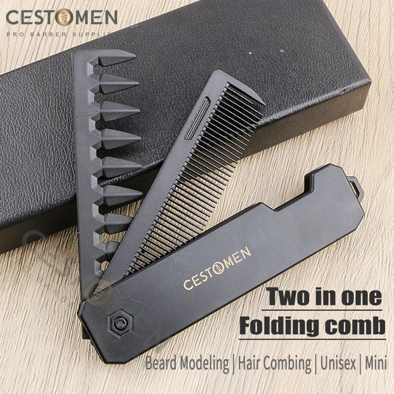 New 1/2/3 in 1 Pocket Folding Combs Plastic Wide Tooth Oil Head Comb Beard Combing Barber Clipper Comb Salon Hair Styling Tools