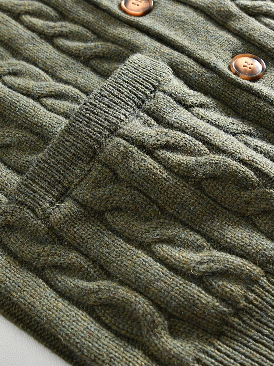 100% Wool Men's Scandinavian Style Shawl Collar Cardigan Nordic Knit Sweater Jacket for Autumn/Winter