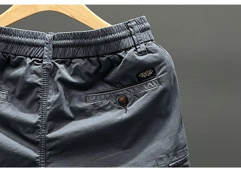 Men's Workwear Shorts Summer Heavyweight Pure Cotton Multi-Pocket Loose Outdoor Dirt-Resistant Wearable Five-Quarter Length