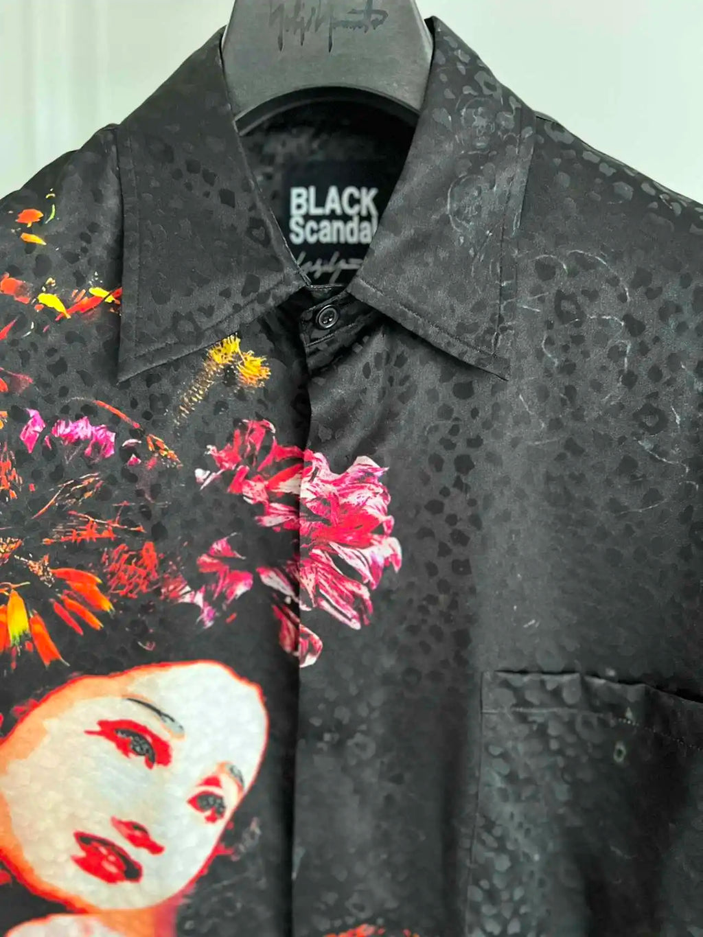 TOP-YAMAMOTO Original Design Ye Huimei Totem Print Leopard Print Mulberry Silk Shirt for men
