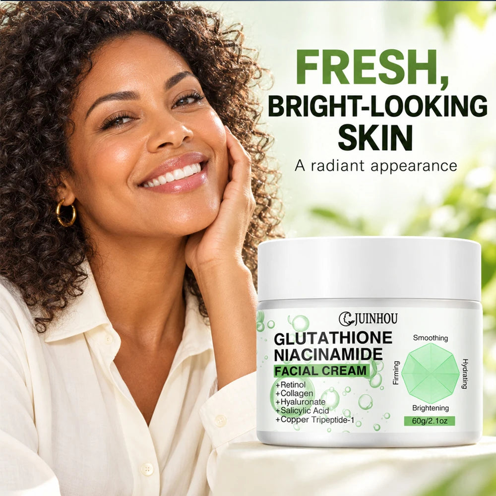 JUINHOU Face Cream Glutathione Niacinamide Moisturizer Evens Skin Tone Reduce Dullness Dark Spots Daily Facial Skin Care