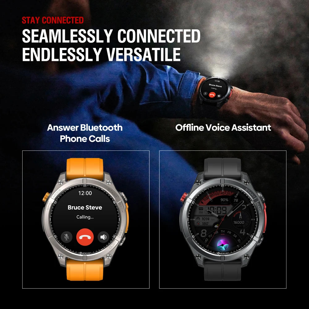 NEW Zeblaze Stratos 4 GPS Smart Watch 1.43 AMOLED Display Built-in Compass Barometric Altimeter Flashlight Voice Call Smartwatch