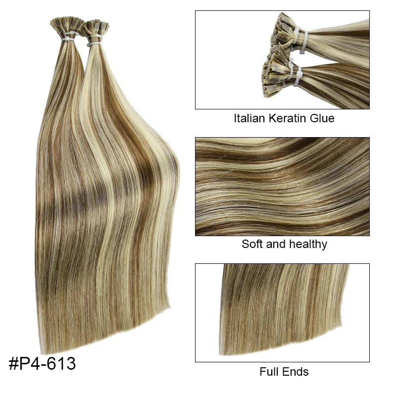 Remy Hair 1g/s 18-28 inch Real Remy Flat Tip Human Hair Extension Silky Straight Dark Brown Pre Bonded Keratin Fusion Hair