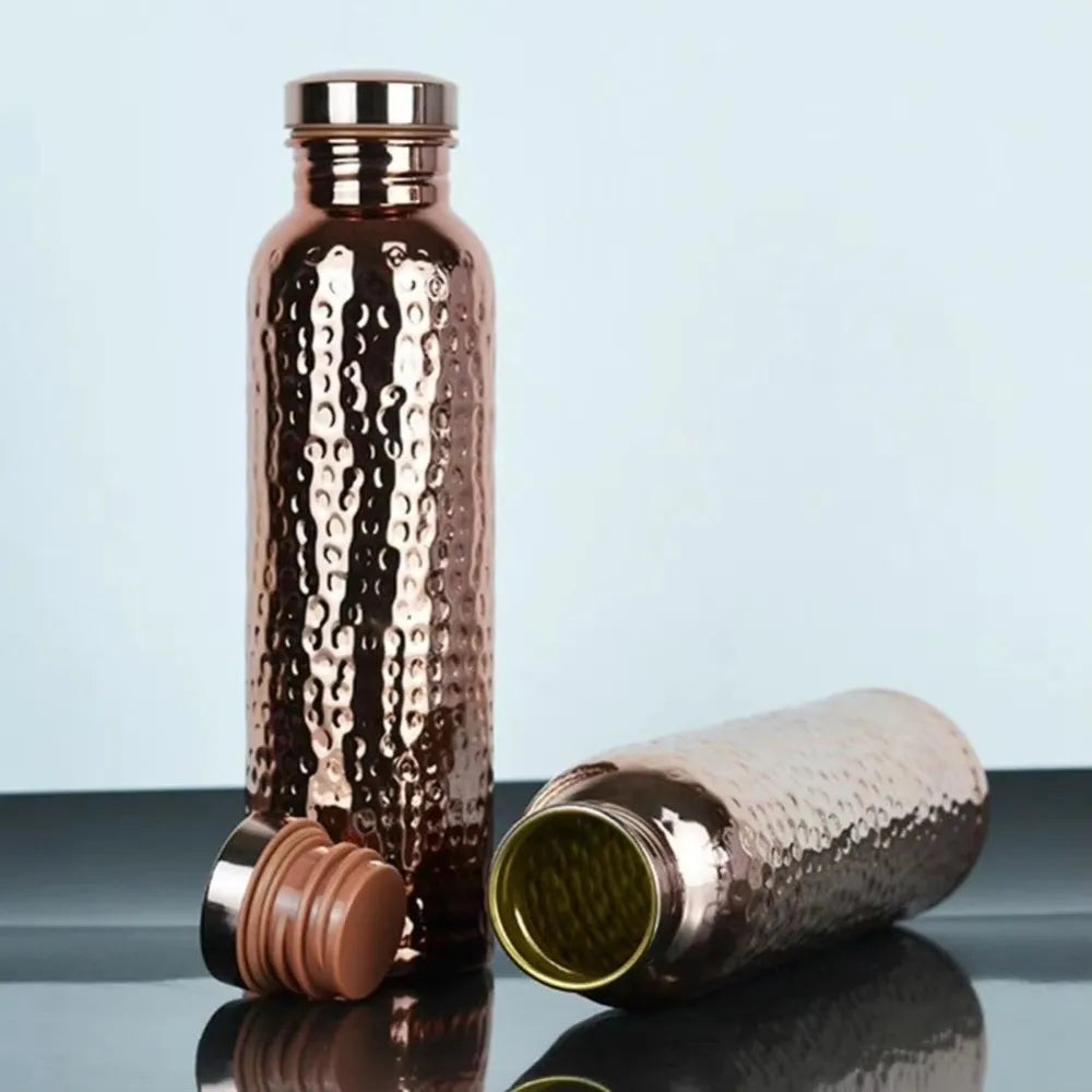 800ML Copper Water Bottle Anti-Slip Silicone Base One-Click Open Lid Leakproof Sports Bottle Thermal Insulation