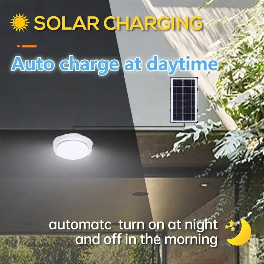 LEDSolar Ceiling Light Indoor Bedroom Corridor Garden Lighting With Remote Control Dimmable Timing Waterproof Solar Ceiling Lamp