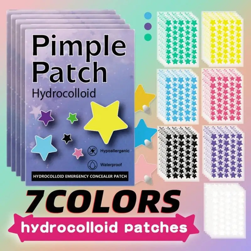 1400Pcs Star Shape Hydrocolloid Pimple Acne Patches Colorful Facial Skin Care Isolate Breathable Closed Acne Blemishes Cover