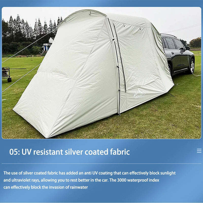 Outdoor SUV Car Camping tent Portable Waterproof Tent 3-4 people Dome Extension tent Sunshade Tunnel style tent,Large tent.