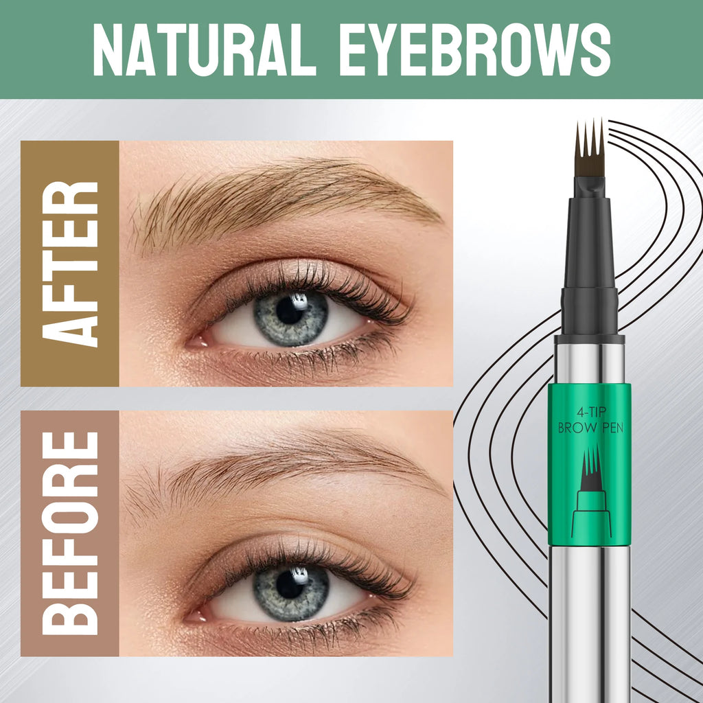 4-Tip Eyebrow Pen, 4 Heads Design, Wild Brow, Long Lasting, Smudge Proof, Waterproof Sweat Resistant Anti-transfer Cosmetic
