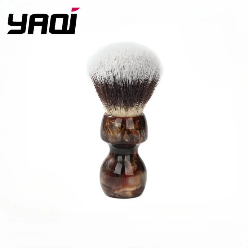 YAQI Caramel Cat's Whisker Synthetic Hair Mens Wet Shaving Brush - Premium Quality Travel Beard Care Grooming Tool