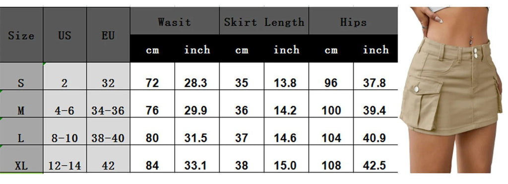 Sexy Women High Waist Cargo Denim Mini Skirt Double Button Multi Pocket A Line Short Skirt Y2K Streetwear Casual Jean Dress