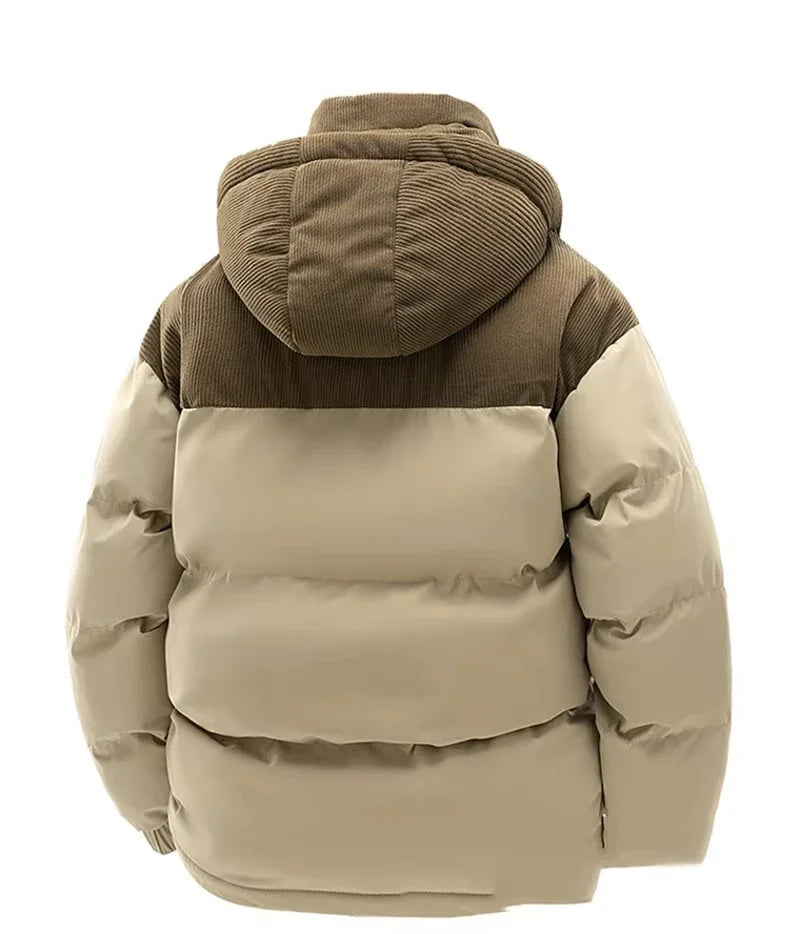 Men's Winter Jacket Hooded Casual Warm Cotton Jacket Thickened Fleece Lined Zipper Front Parka Winter Cold-Proof Coat Male 2026
