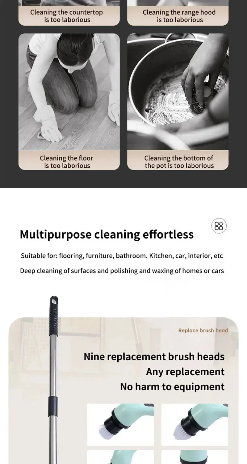 Powerful Cordless Electric Spin Scrubber Multipurpose Cleaning Brush for Shower Sink Tile Grout Kitchen Bathroom