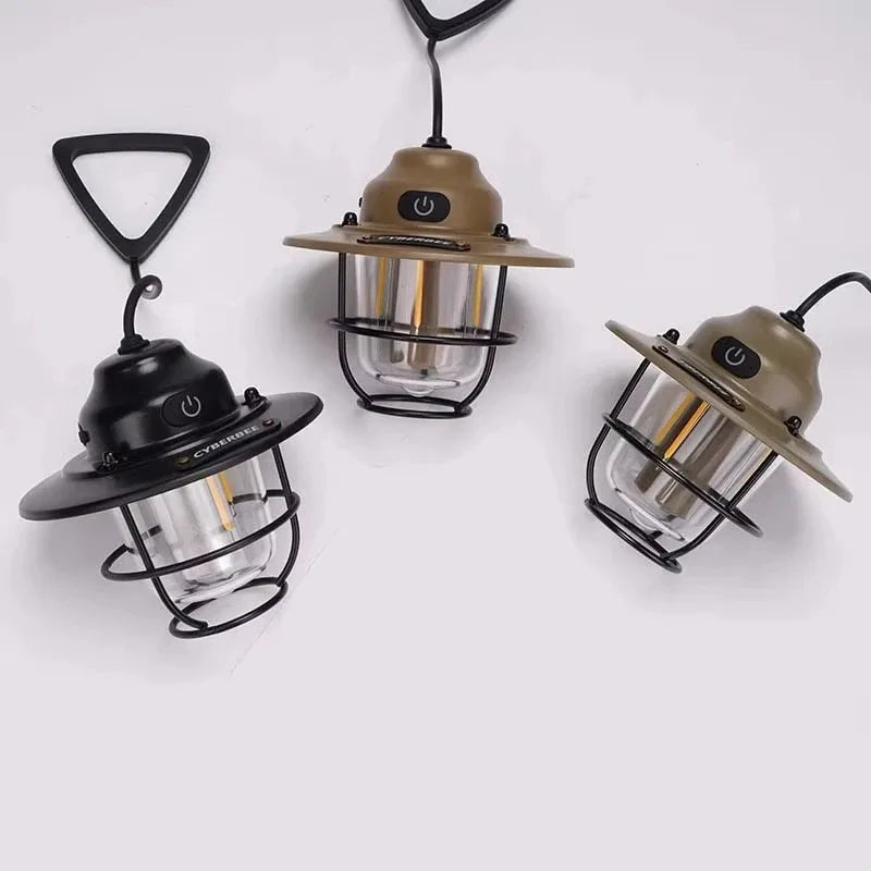 Outdoor Retro Smalldroplight, Campsite Lamp, Atmosphere Lamp, USB Charging Tent Light, LED Camping Hangling Lamp