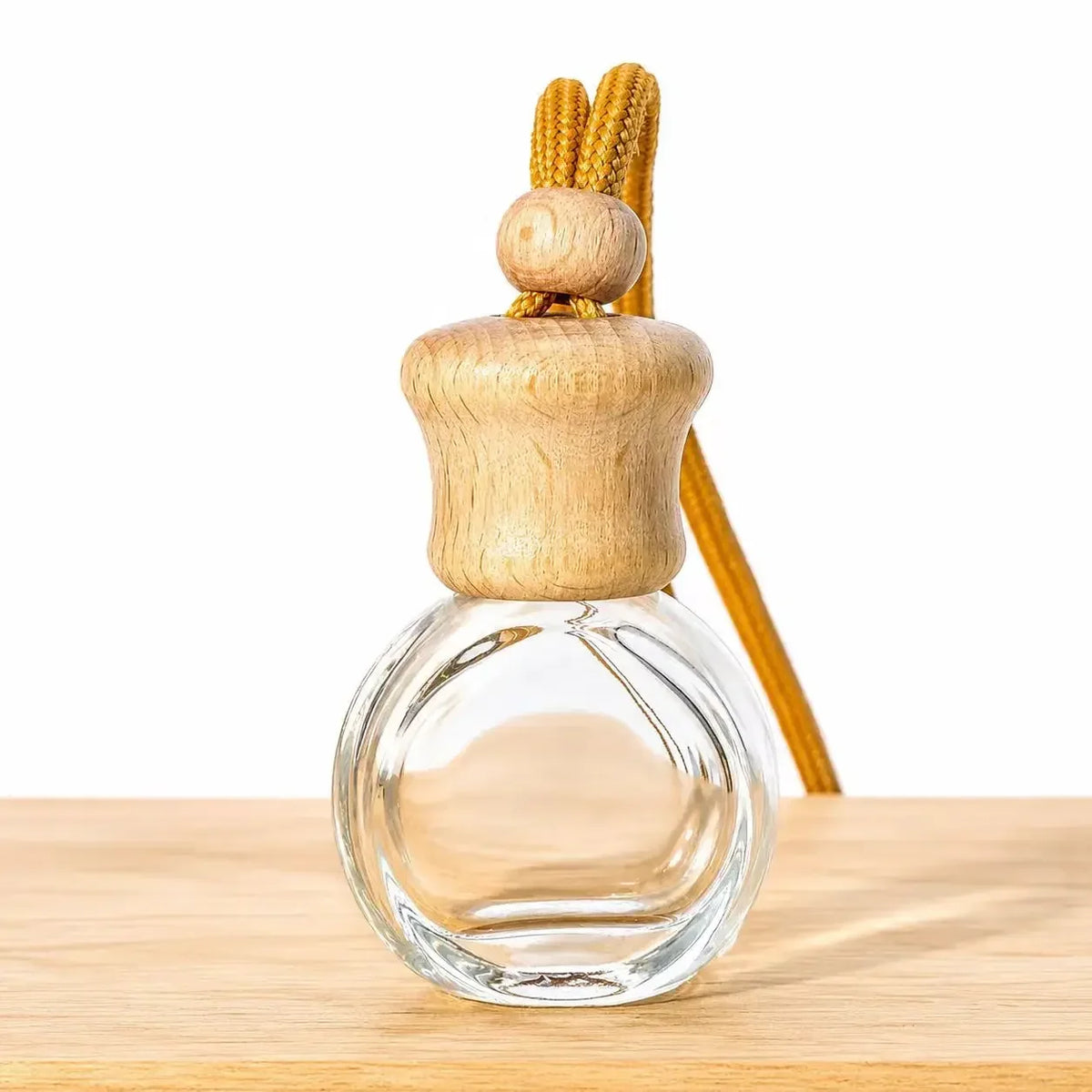 Car Air Freshener Pendant Perfume Glass Bottle With Wooden Caps Refillable Car Essential Oil Diffuser Bottle