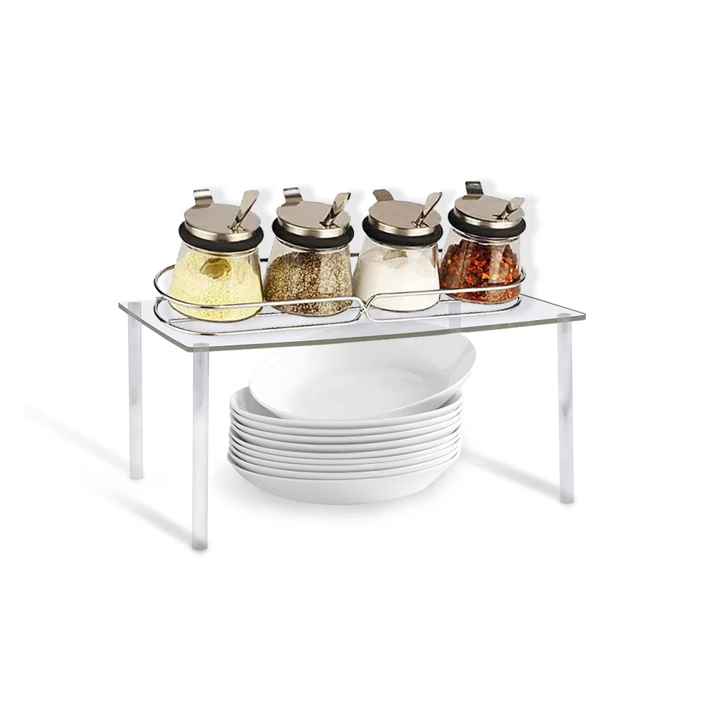 Clear Acrylic Cabinet Organizer Shelf Stand Desk Shelf Organizer Kitchen Counter Spice Rack Storage Display Tabletop