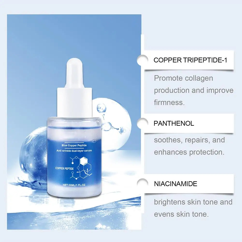 Blue Copper Peptide Face Serum Moisturizing Plumping and Radiant Skin Care Rejuvenation Repair Facial Essence