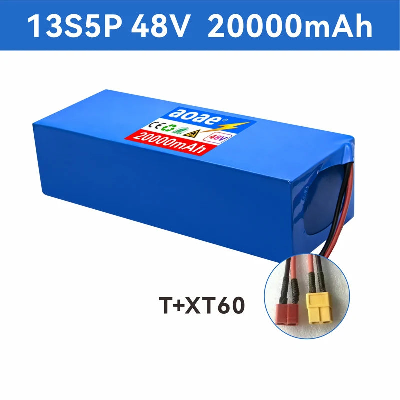 48V Scooter Battery 20Ah 13S5P A-Grade Cells 1000W-2000W Built-in BMS XT60 DC JST High Power Long Lasting for Electric Scooter