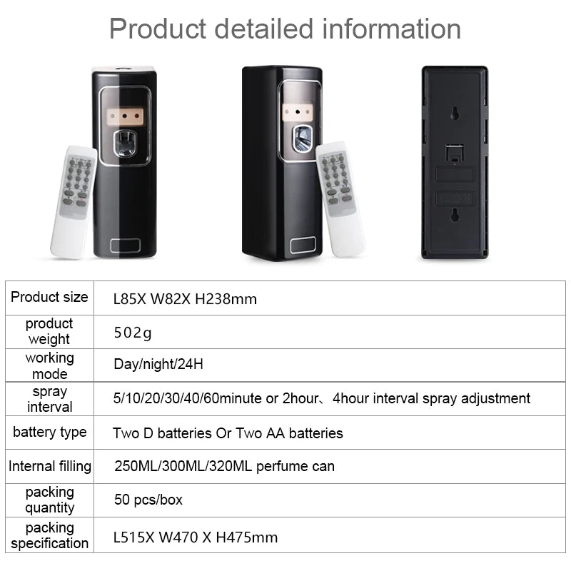 Perfume dispenser Automatic toilet fill Wall-mounted air freshener dispenser with remote control