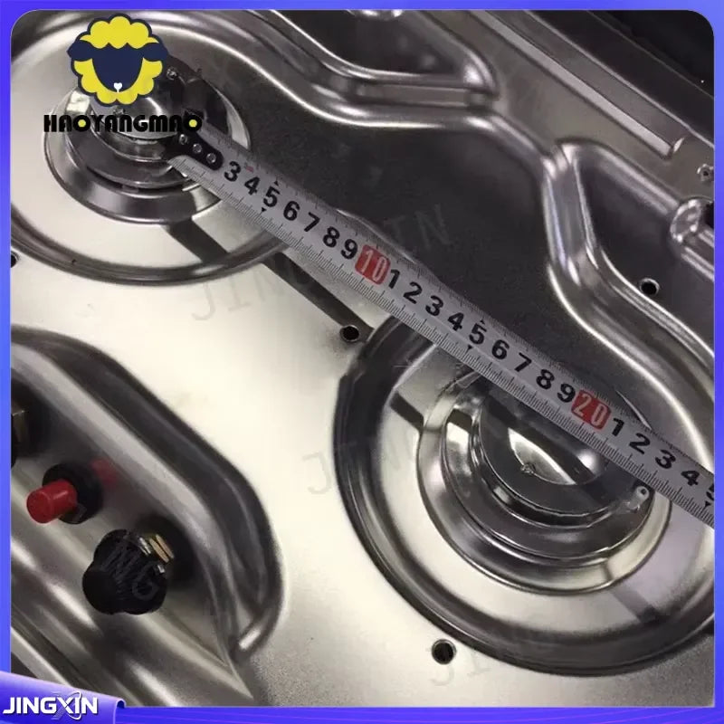 Custom for RV Camper Stainless Steel Double Burner Gas Stove with Tempered Glass Lid 2x1.35KW Outdoor Camping Kitchen