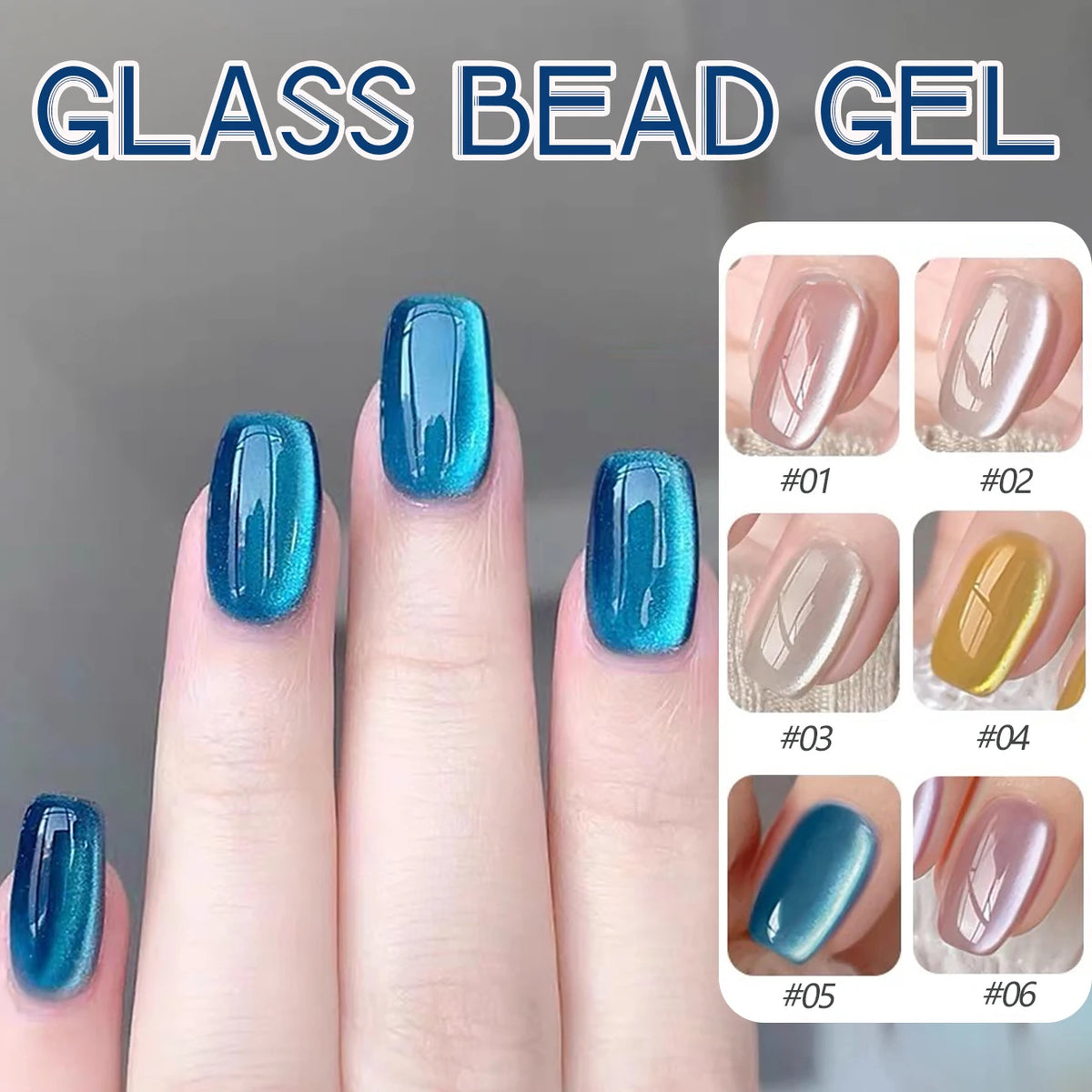 1-12pcs WS Summer Nails White Pink Blue Black Glass Bead Magnetic Gel Nail Polish Semi Permanent UV Soak Off Nail Art Decoration