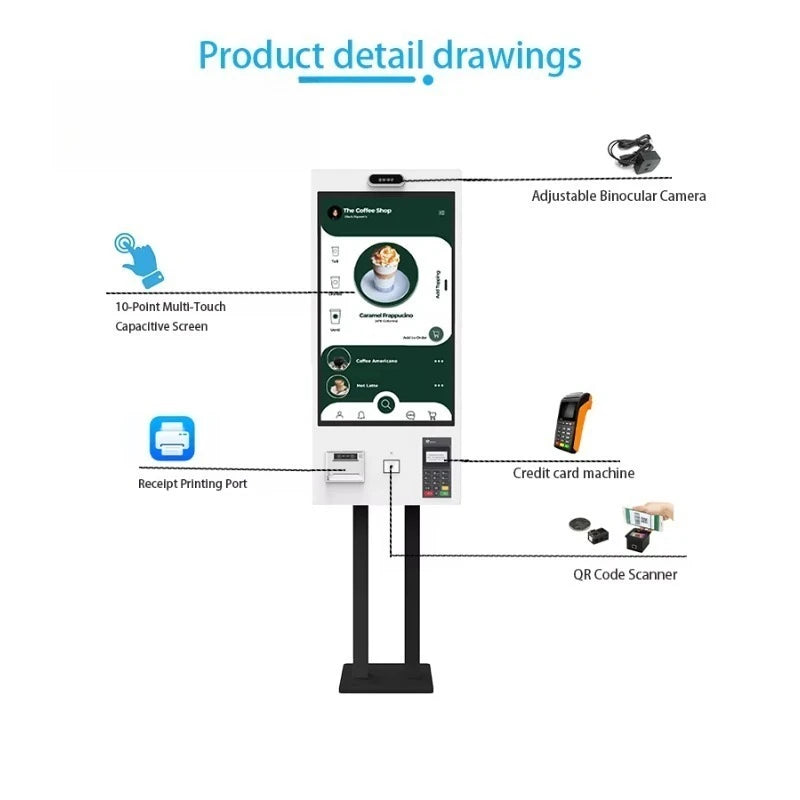 Customizable Touchscreen Self-Service Ordering Terminal for Restaurants OEM/ODM Payment Kiosks at Factory Price