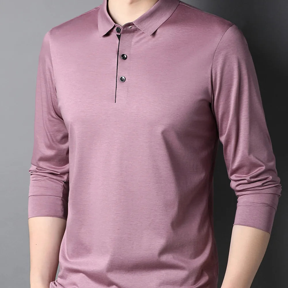 Bamboo Fiber Viscose And Cotton Blend Polo Shirt Men Short Sleeve Collar New Seamless T-shirt Summer Thin Lightweight Poloshirt