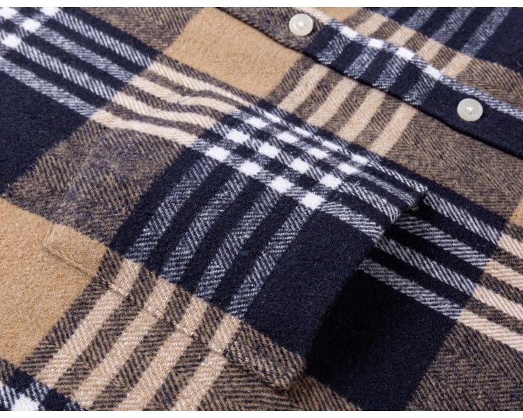 Men's Long Sleeve Flannel Plaid Shirt - Soft Pure Cotton, Button Down Shirts Thick Autumn Winter - Weekend Casual, Going Out