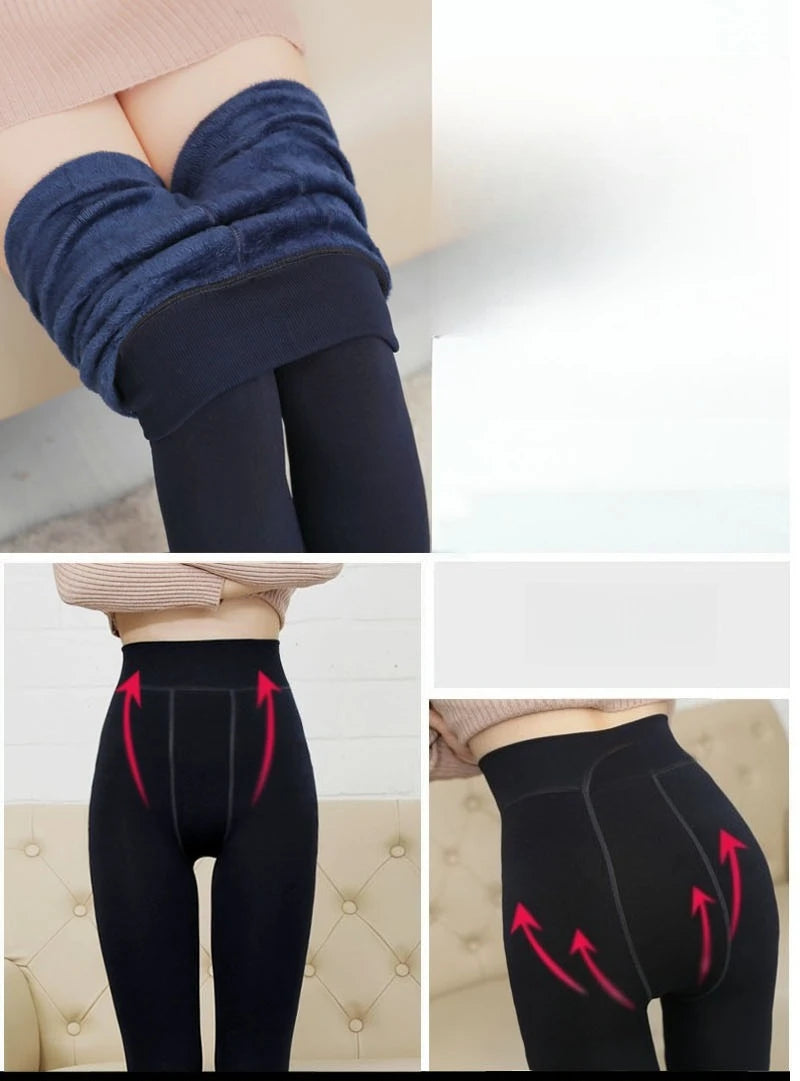 Women's Pearl Fleece Thermal Leggings Fall Winter Foot Loop Non Binding Plus Size Extended Sizing Cozy Armor for Street To Snow