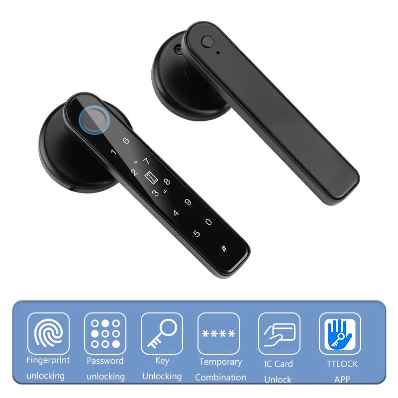 Biometric Fingerprint Door Lock Smart Password Handle Lock Anti Peeping Security TTLOCK App Remote Unlocking Keyless Entry