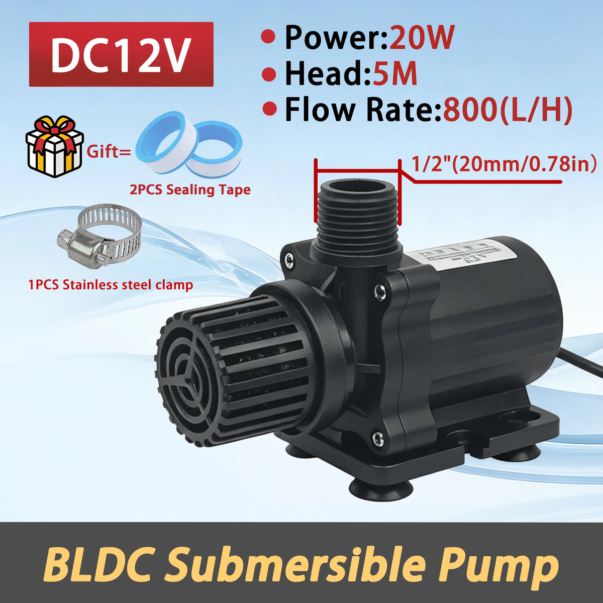 DC Brushless DC Submersible Pump 12V Filtration Circulation Pump Is Suitable for Hydroponic Water Dispensers