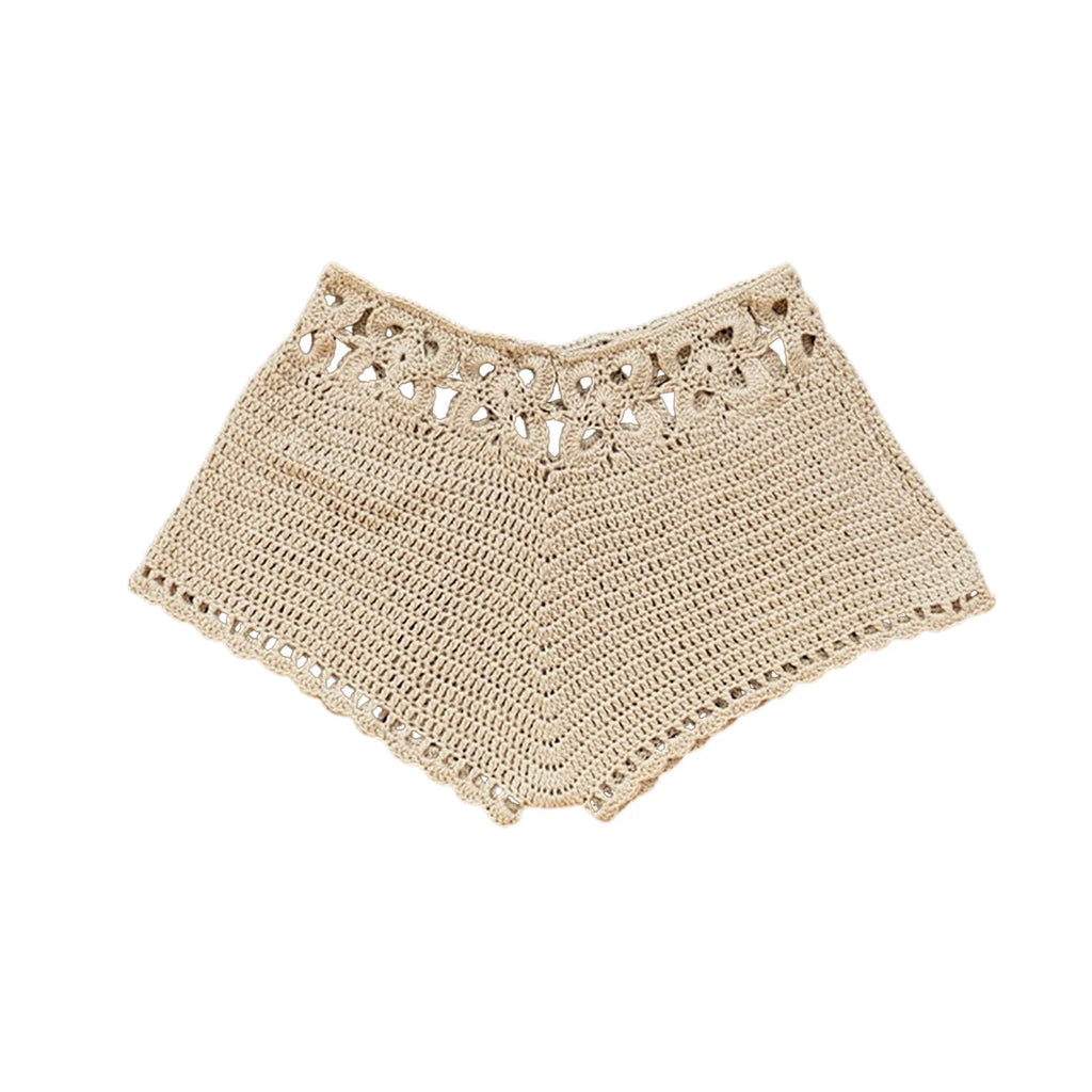 Women´s Beach Shorts Knit Crochet Cutout Bathing Suit Bottoms Drawstring Beach Board Shorts Summer Hot Shorts Streetwear