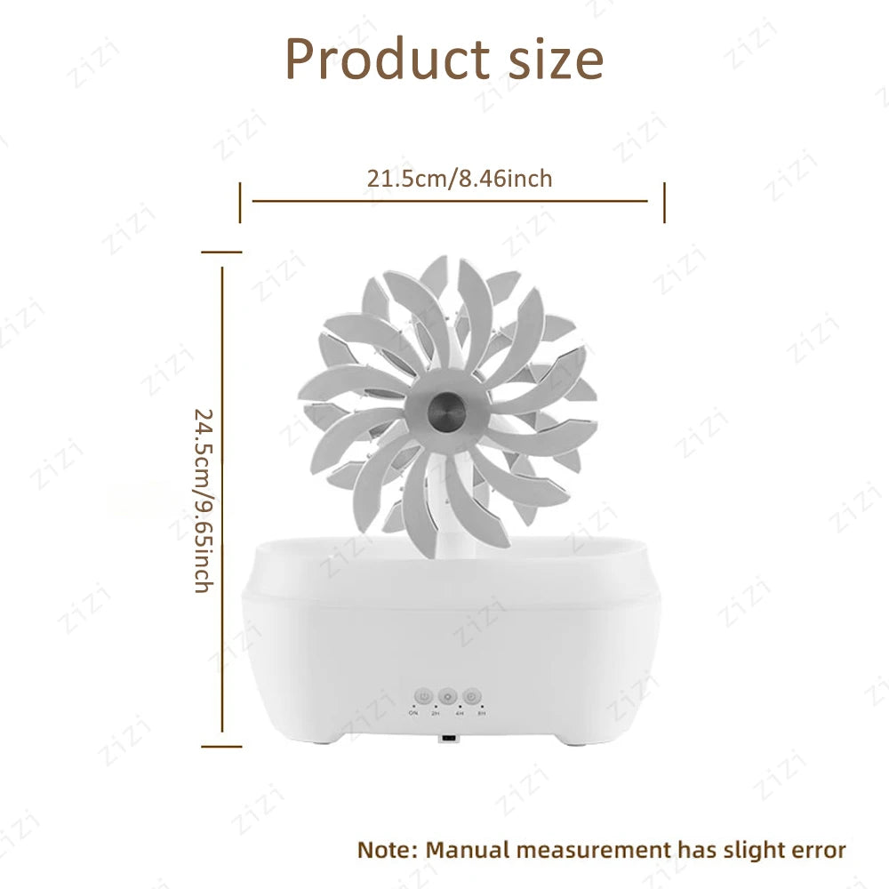 Creative Raindrop Windmill Essential Oil Diffuser Colorful Atmosphere Light Remote Control Humidification Aromatherapy Machine