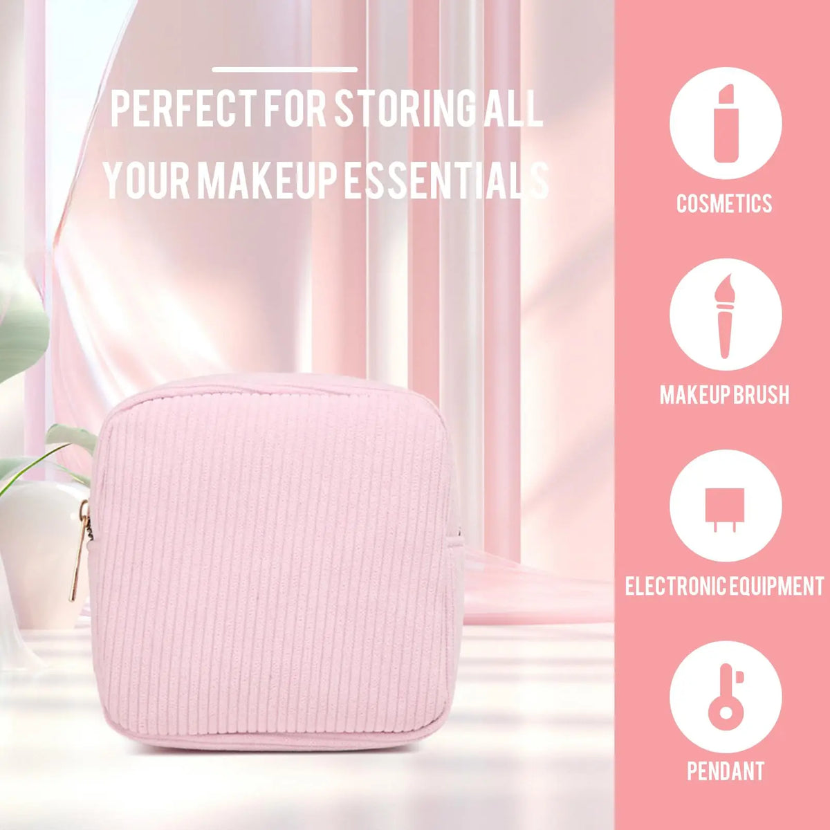 Mini Toiletry Bag, Emergency Bag Aesthetic Cosmetic Bag Small Make-Up Sanitary Napkin Made of Corduroy Makeup Bag for Women