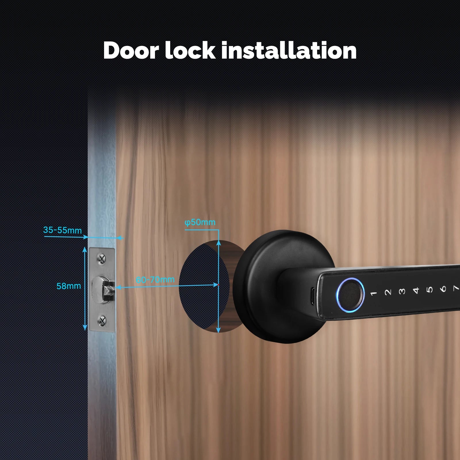 MOES Tuya Zigbee Smart Fingerprint Door Handle Lock Electronic Password APP Remote Unlock Hotel Apartment Office Rental House