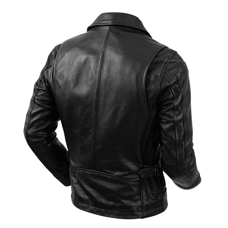 Motorcycle Leather Jacket Men's Windproof And Rainproof Off-road Motorcycle Riding Jacket Leather And Cowhide Slim Fit Jacket