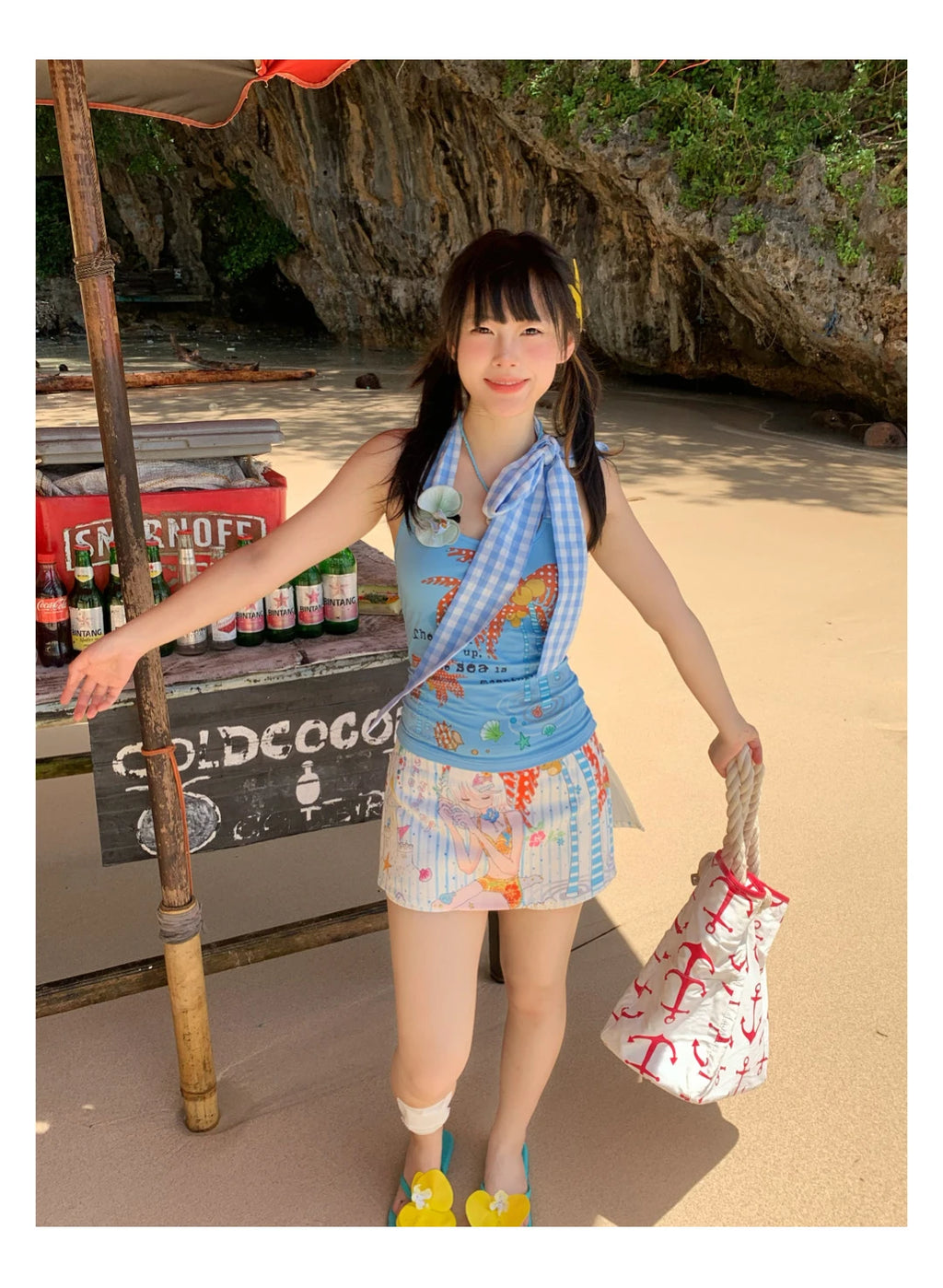 Erwofeina Hotsweet Blue Patchwork Plaid Halter Tops 2000s Clothes Y2k Sleeveless Camis Summer Tank Tops Beach Camisole Chic