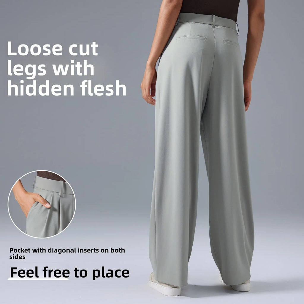 Women's Slimming Wide Leg Pants Loose Fit Breathable Thin Straight Tube Casual Sports Pants Versatile Comfortable
