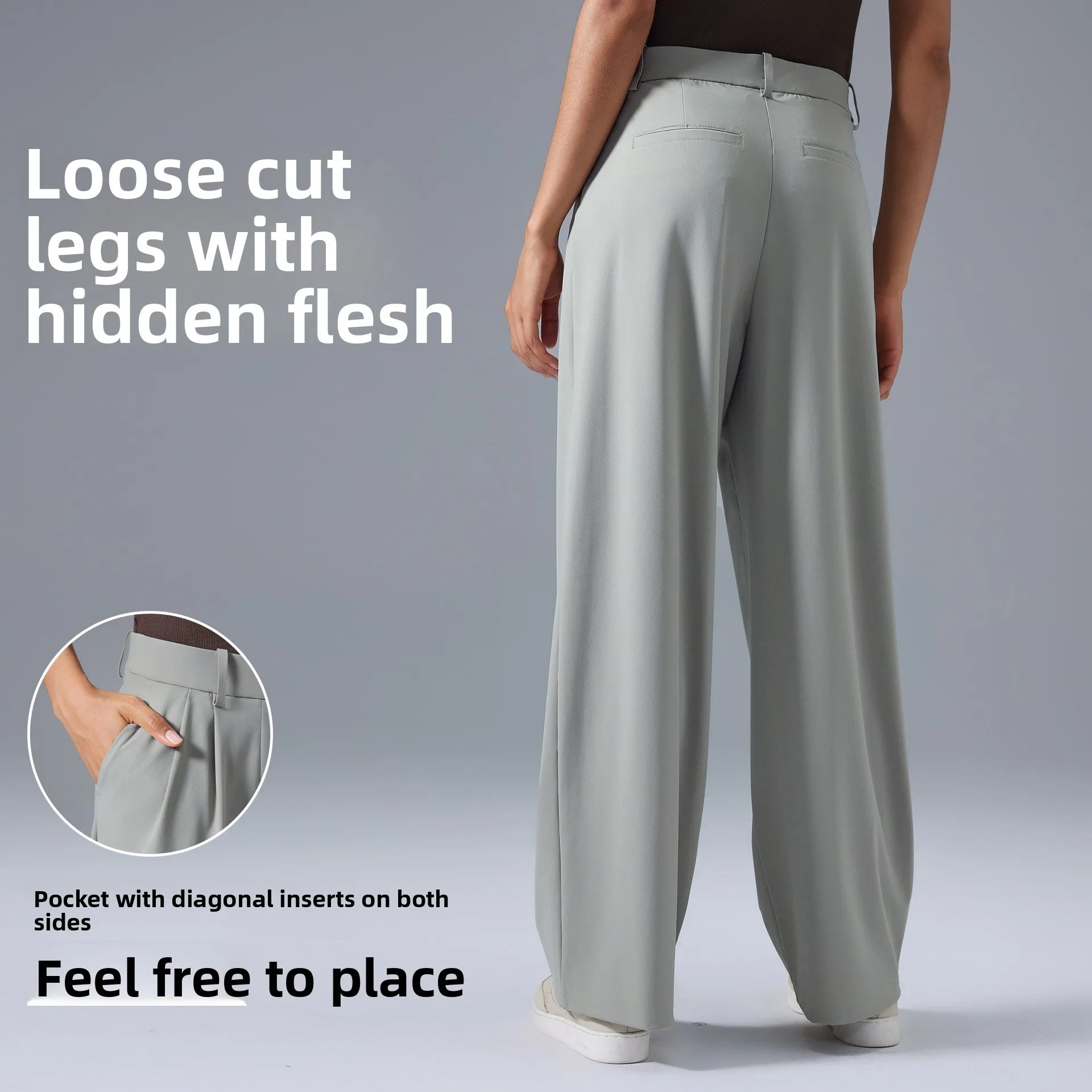 Women's Slimming Wide Leg Pants Loose Fit Breathable Thin Straight Tube Casual Sports Pants Versatile Comfortable