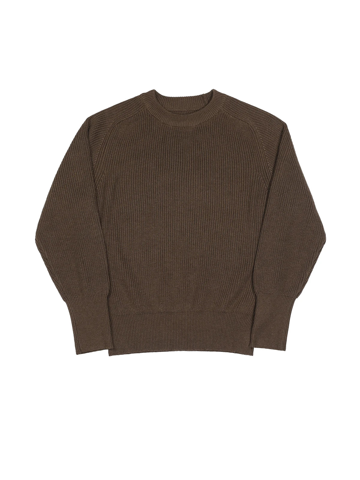Classic Raglan Sleeve Crewneck Sweater Vintage Style Men's Wool Blend Knitted Pullover Jumper Thick
