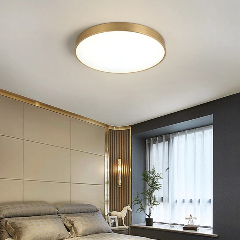 Modern LED Aisle Ceiling Light Lamps For Bedroom Corridor Garage Cloakroom Balcony Indoor Lighting Fixtures Simple Golden Round