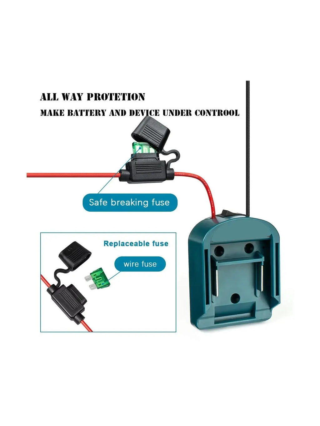 External Battery Adapter Converter for Makita 14V/18V Battery DIY Power Tool box mod Plug accessories fuse and ON/OFF switch