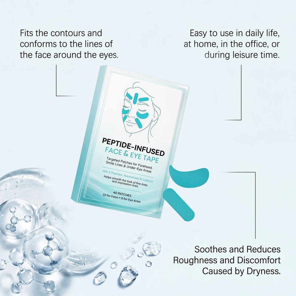 Peptide-Infused Face & Eye Tape Wrinkle Removal Sticker Smooth Forehead Smile Lines Wrinkles Peptide Facial Tape Skin Care Tools