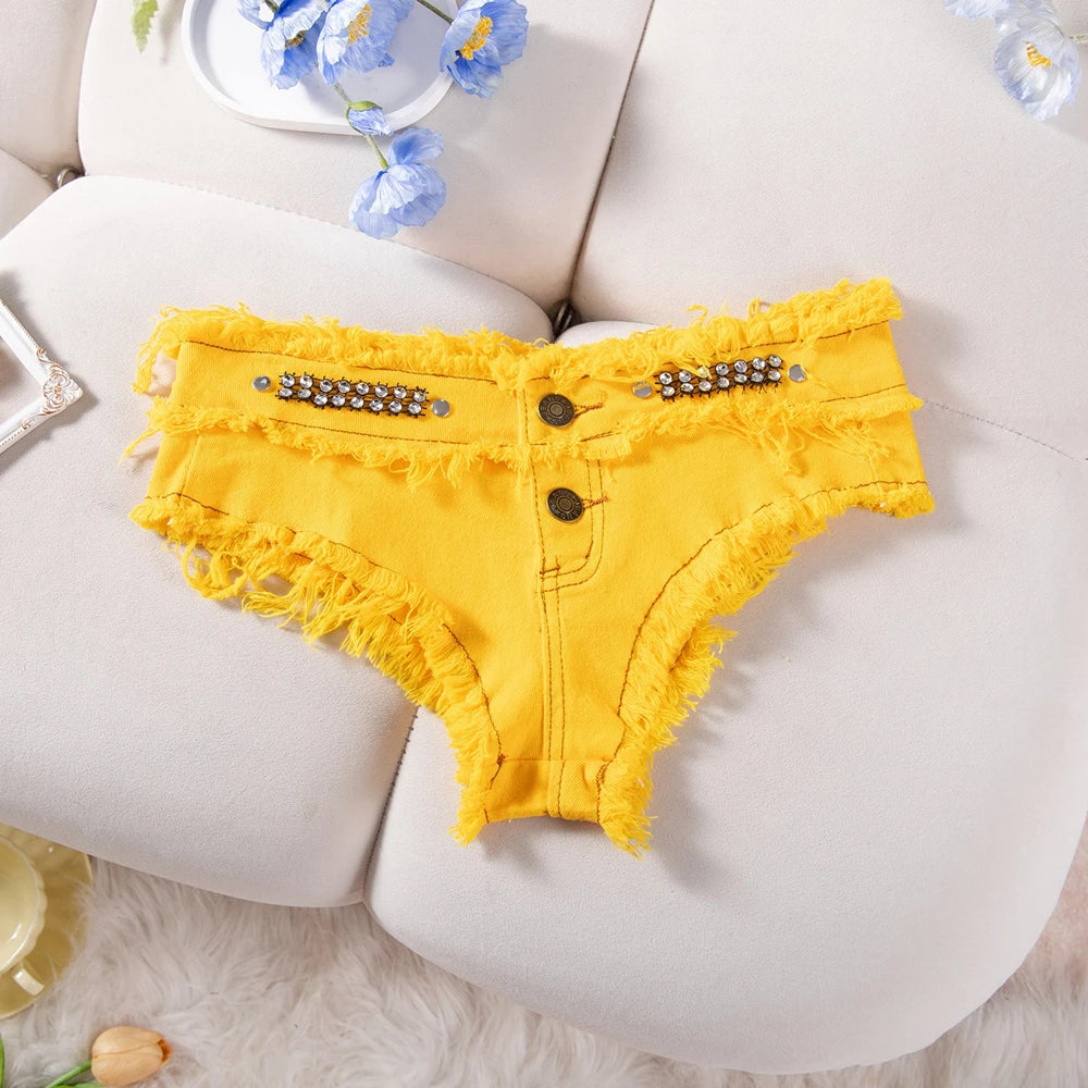 Womens Low Waist Denim Jeans Shorts Hottie Sexy Nightclub Mini Shorts Pants Jeans Slim Young Ladies White Pole Dance Hotpants