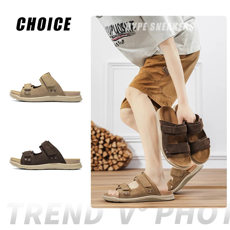 Men's Sandals Premium Comfortable Non-slip Brown Casual Outdoor Walking Beach Shoes For Adult